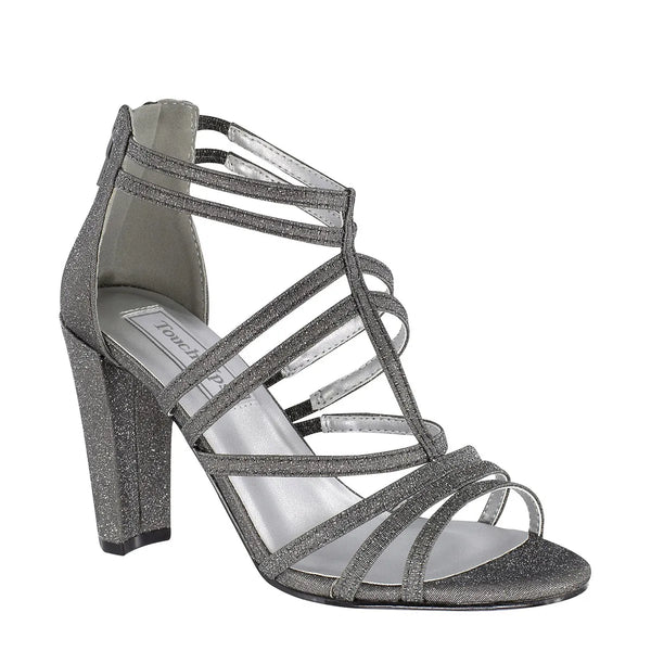 dyeables Rhyan Pewter Glitter Block Heel Sandals Shoes