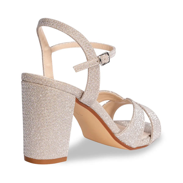 Dyeables Riley Champagne Shimmer Mid Heel Sandal Shoes