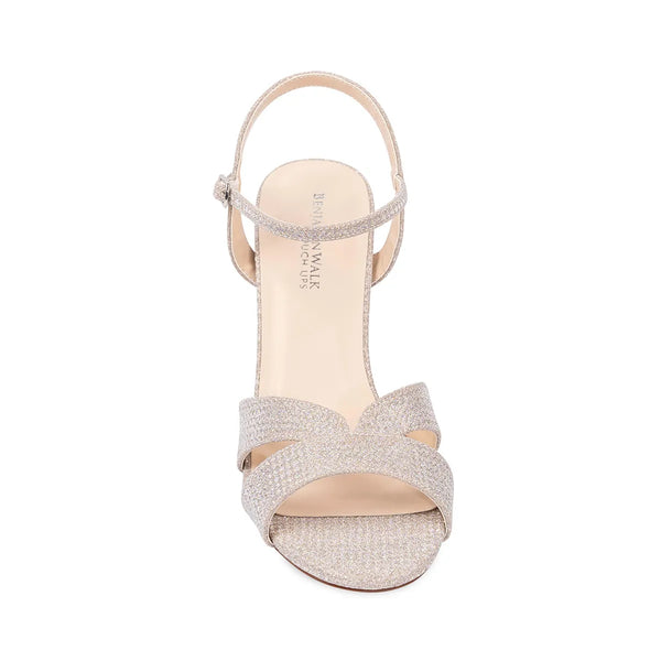 Dyeables Riley Champagne Shimmer Mid Heel Sandal Shoes
