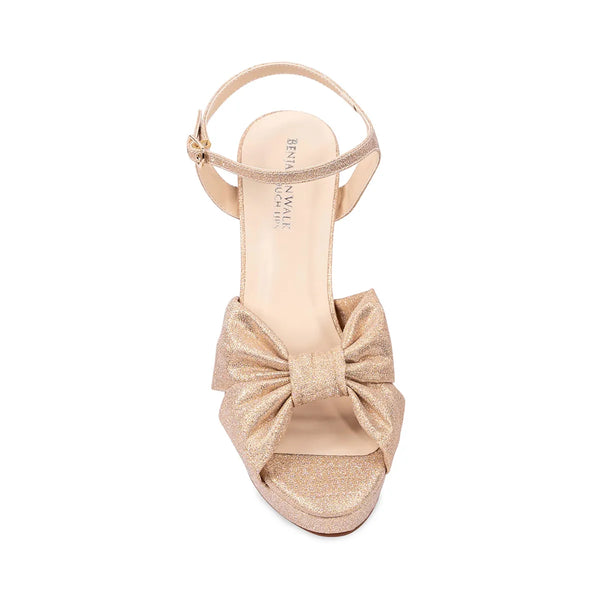 Dyeables Sailor Champagne Shimmer High Block Heel Knotted Platform Sandals Shoes