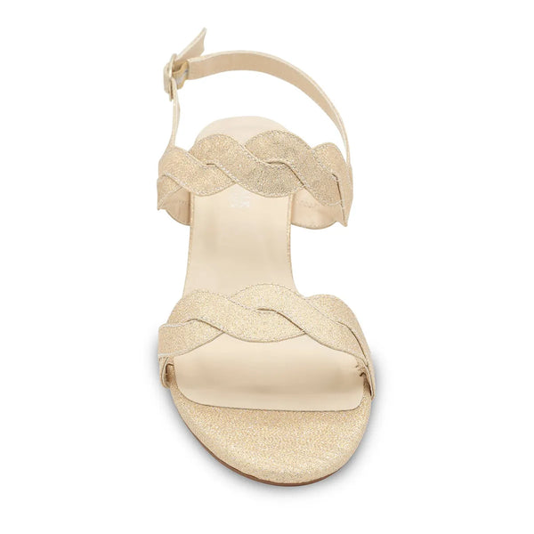 Dyeables Simone Champagne Glitter Block Heel Sandals Shoes