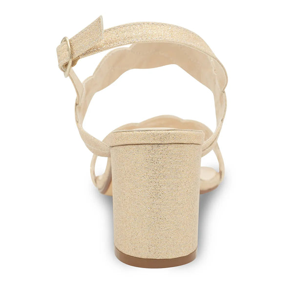 Dyeables Simone Champagne Glitter Block Heel Sandals Shoes