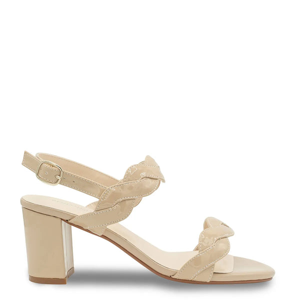 Dyeables Simone Nude Patent Block Heel Sandals Shoes