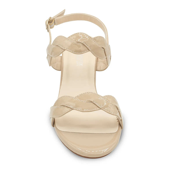 Dyeables Simone Nude Patent Block Heel Sandals Shoes