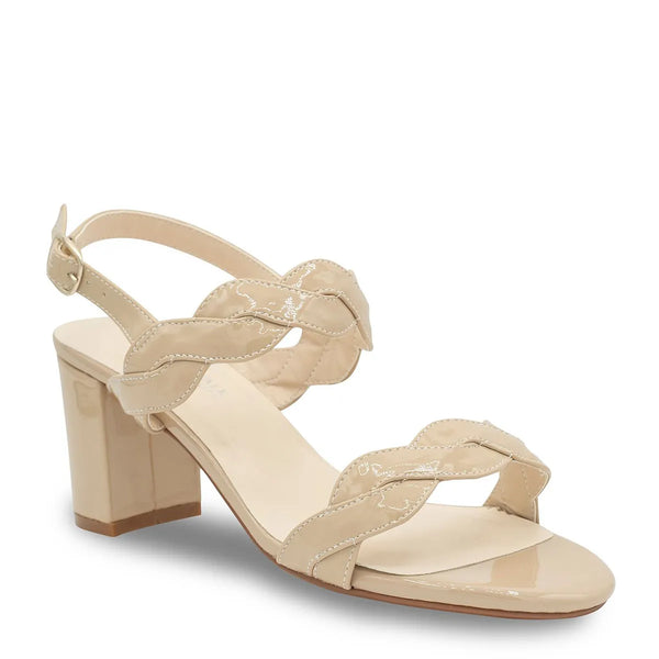dyeables Simone Nude Patent Block Heel Sandals Shoes