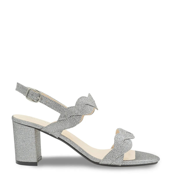 Dyeables Simone Pewter Glitter Block Heel Sandals Shoes