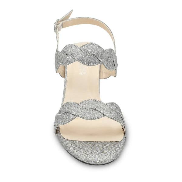 Dyeables Simone Pewter Glitter Block Heel Sandals Shoes