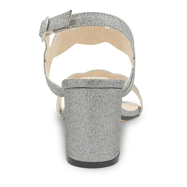 Dyeables Simone Pewter Glitter Block Heel Sandals Shoes