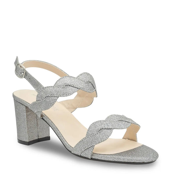 dyeables Simone Pewter Glitter Block Heel Sandals Shoes