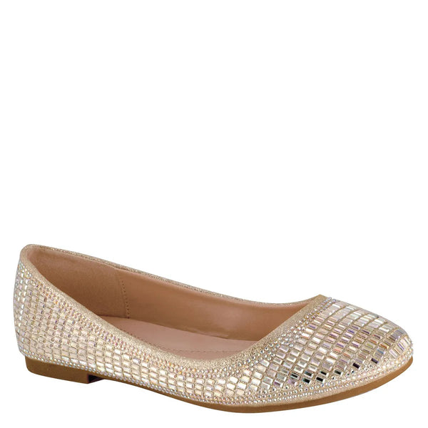 dyeables Star Champagne Glitter Low Flat Heel Closed Toe Slip On Pumps Shoes