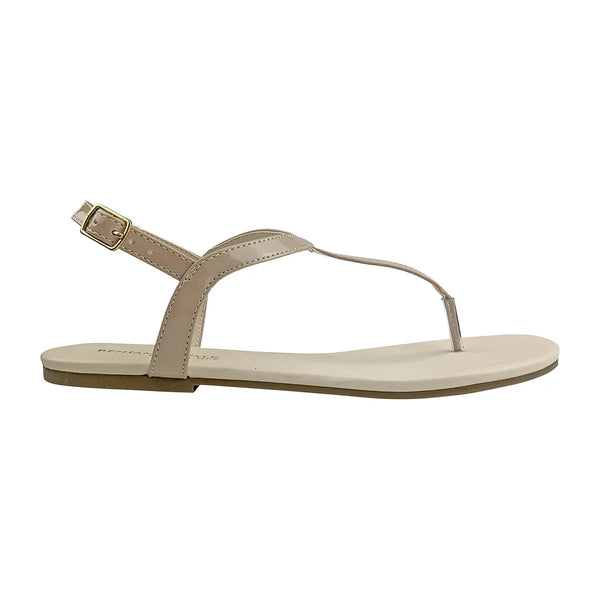 Dyeables Steele Nude Patent Flat Thong Sandals Shoes