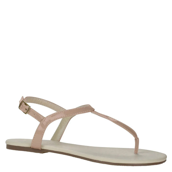dyeables Steele Nude Patent Flat Thong Sandals Shoes
