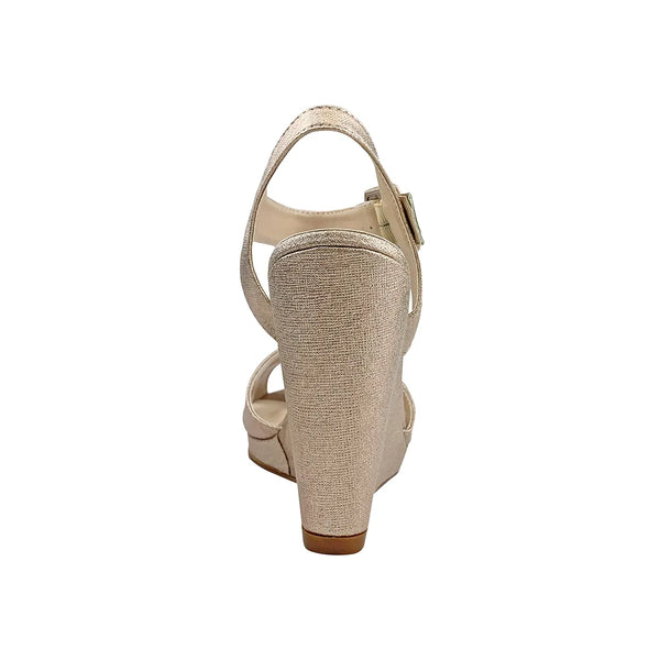 Dyeables Stormy Nude Shimmer High Wedge Open Toe Platform Sandals Shoes