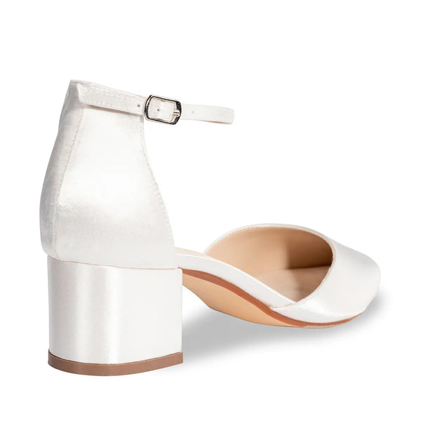 Dyeables Tegan White Shimmer Low Block Heel Closed Toe Pumps Shoes