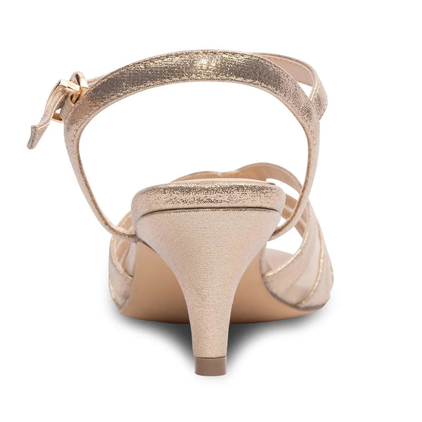 Dyeables Theresa Champagne Shimmer Stiletto Heel Sandals Shoes