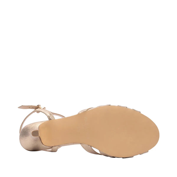 Dyeables Theresa Champagne Shimmer Stiletto Heel Sandals Shoes