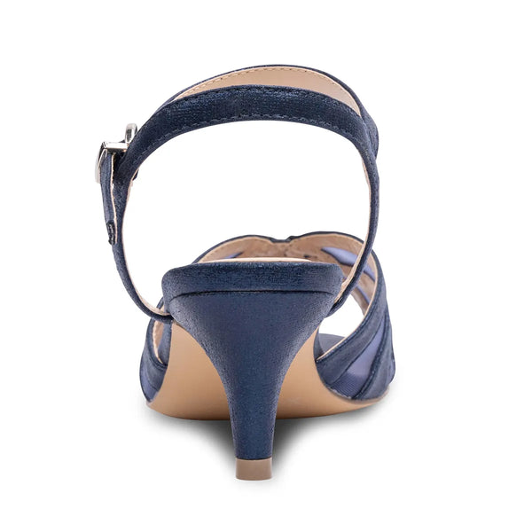 Dyeables Theresa Navy Shimmer Stiletto Heel Sandals Shoes