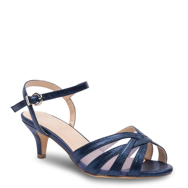dyeables Theresa Navy Shimmer Stiletto Heel Sandals Shoes