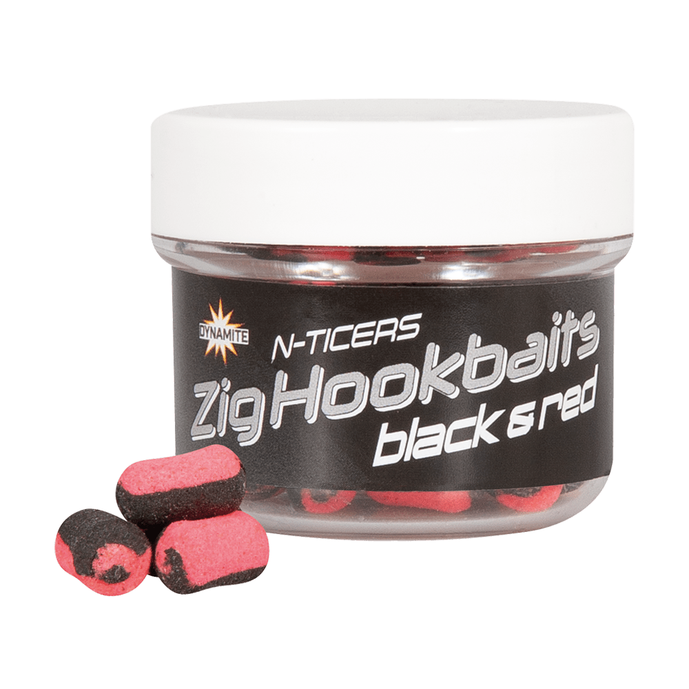 dynamite baits N-Ticers Zig Hookbaits Black & Red 12x6mm