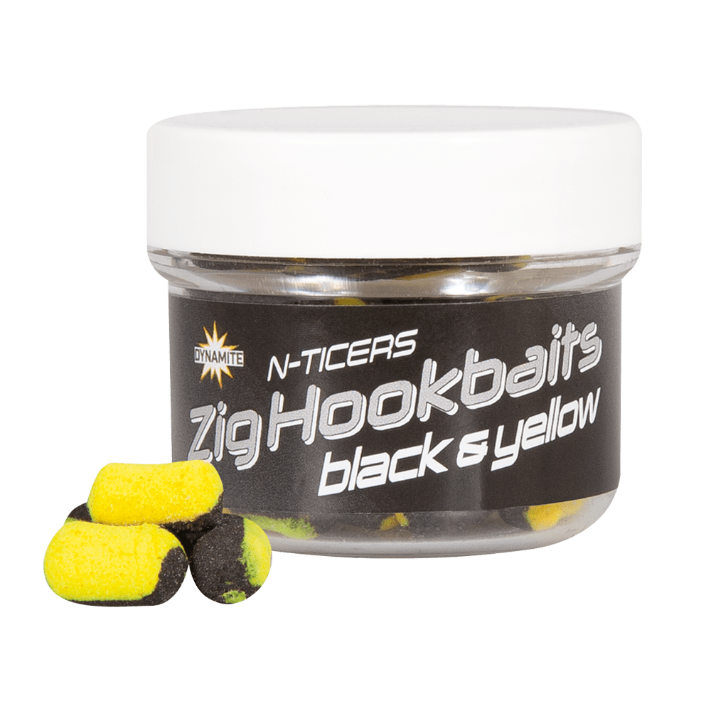 dynamite baits N-Ticers Zig Hookbaits Black & Yellow 12x6mm
