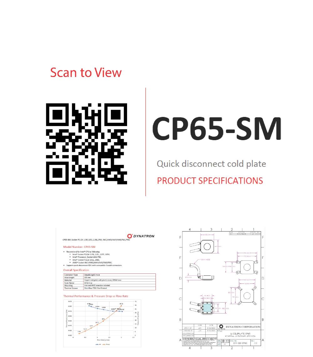 Dynatron Dynatron CP65‑CF | 1U Cold Plate With CPC Quick Connector For Intel & AMD