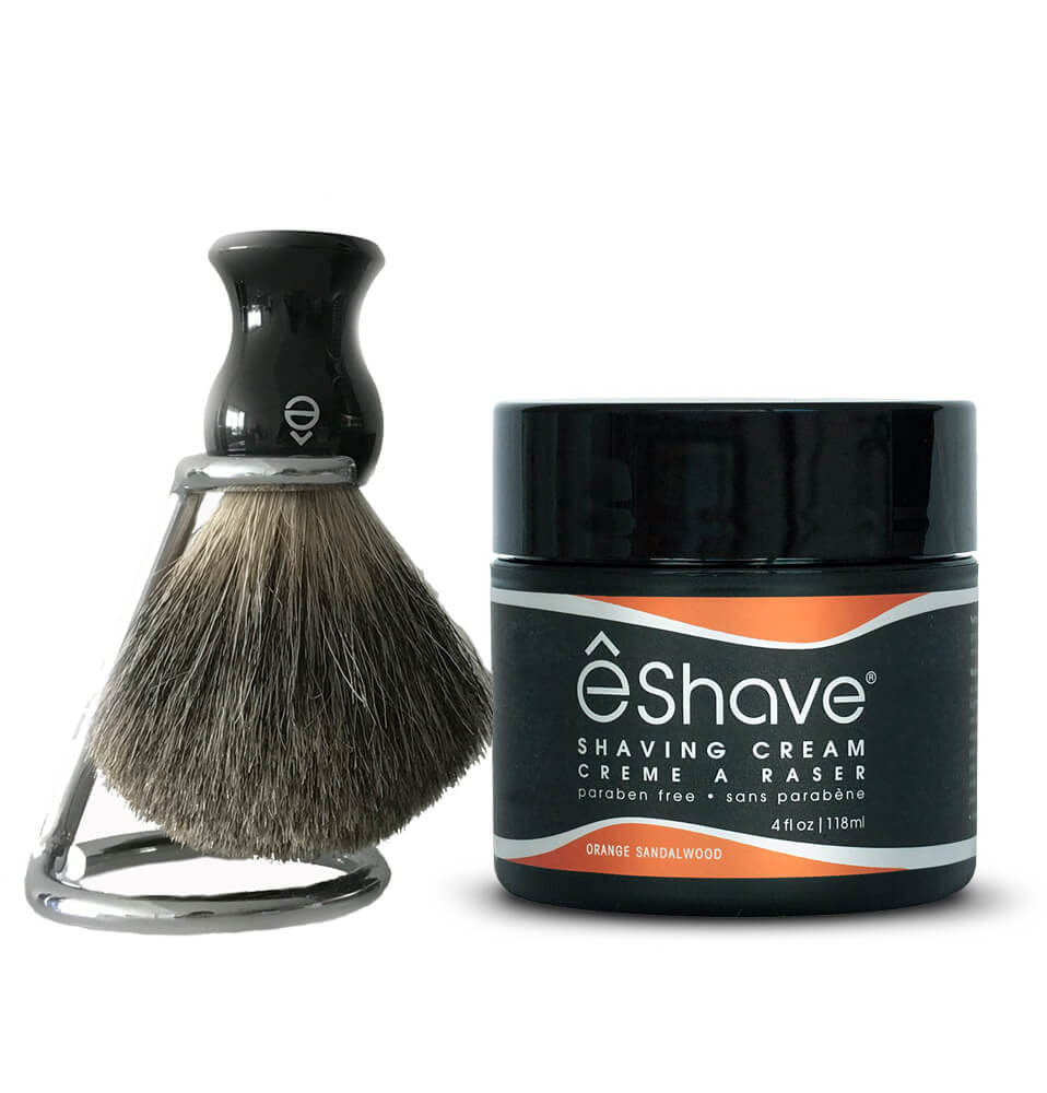 e shave Essential Set Orange Sandalwood with Black Brush
