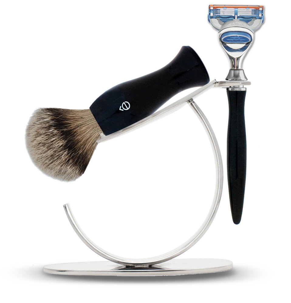 e shave O Stand Shaving Set with Silvertip Shaving Brush
