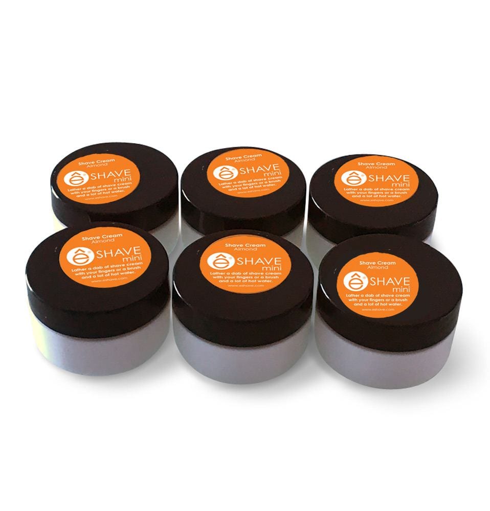 e shave Shaving Cream Almond Bundle – Travel size 6 jars of 0.5 oz (Value $34)