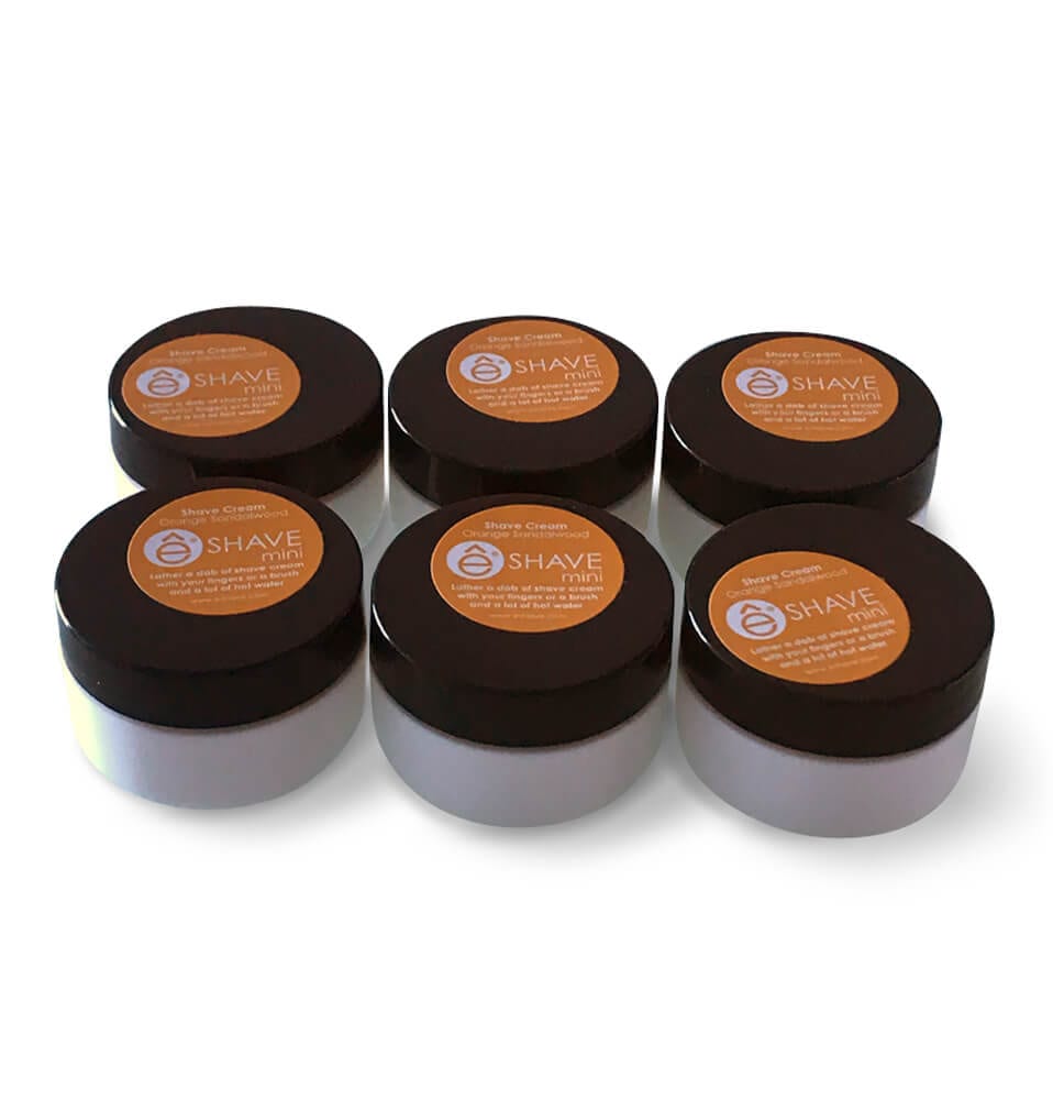e shave Shaving Cream Orange Sandalwood Bundle – Travel size 6 jars of 0.5 oz