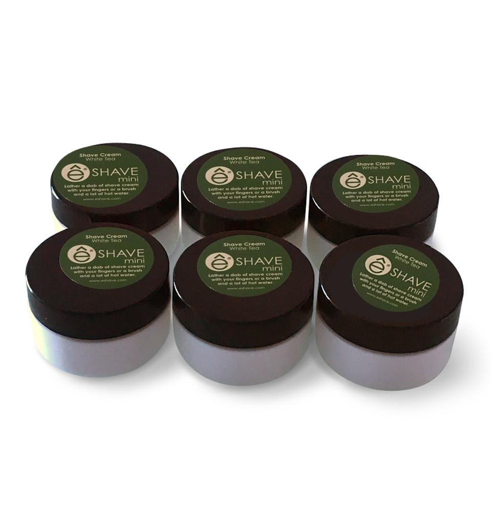 e shave Shaving Cream White Tea Bundle – Travel Size 6 jars of 0.5 oz (Value $34)