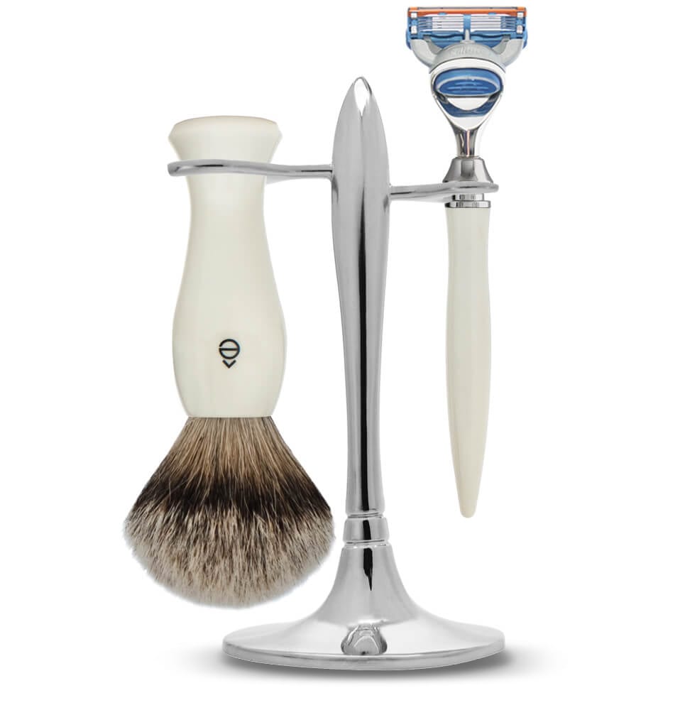 e shave T Stand Shaving Set with Silvertip Shaving Brush
