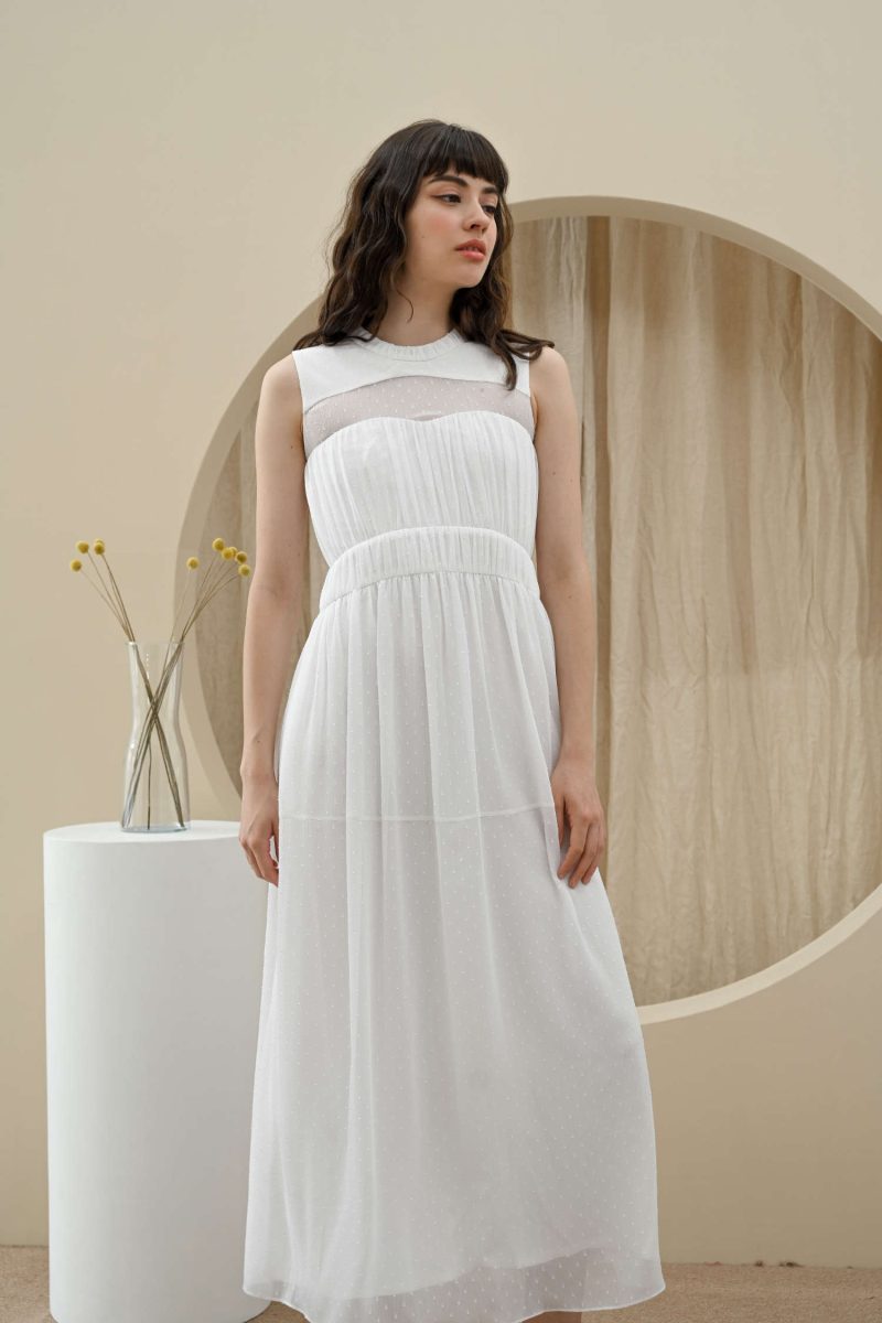 E Vee Aster Chiffon Polkadot Dress