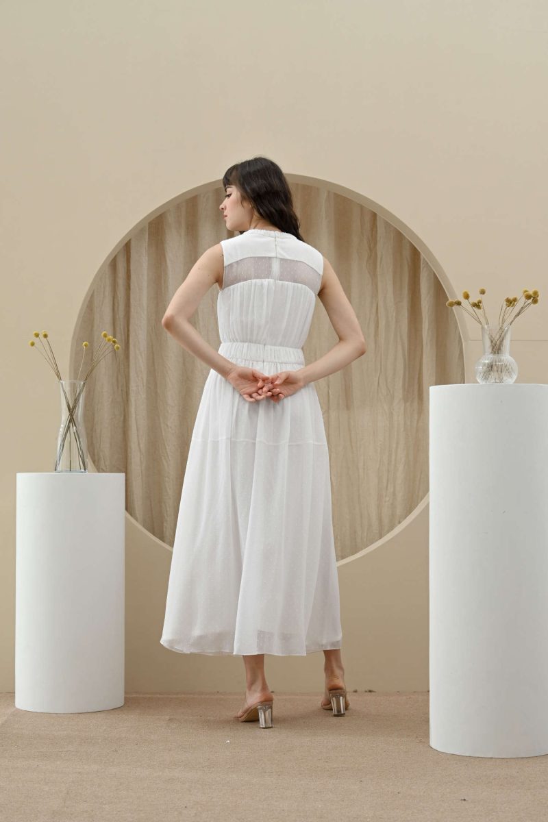 E Vee Aster Chiffon Polkadot Dress