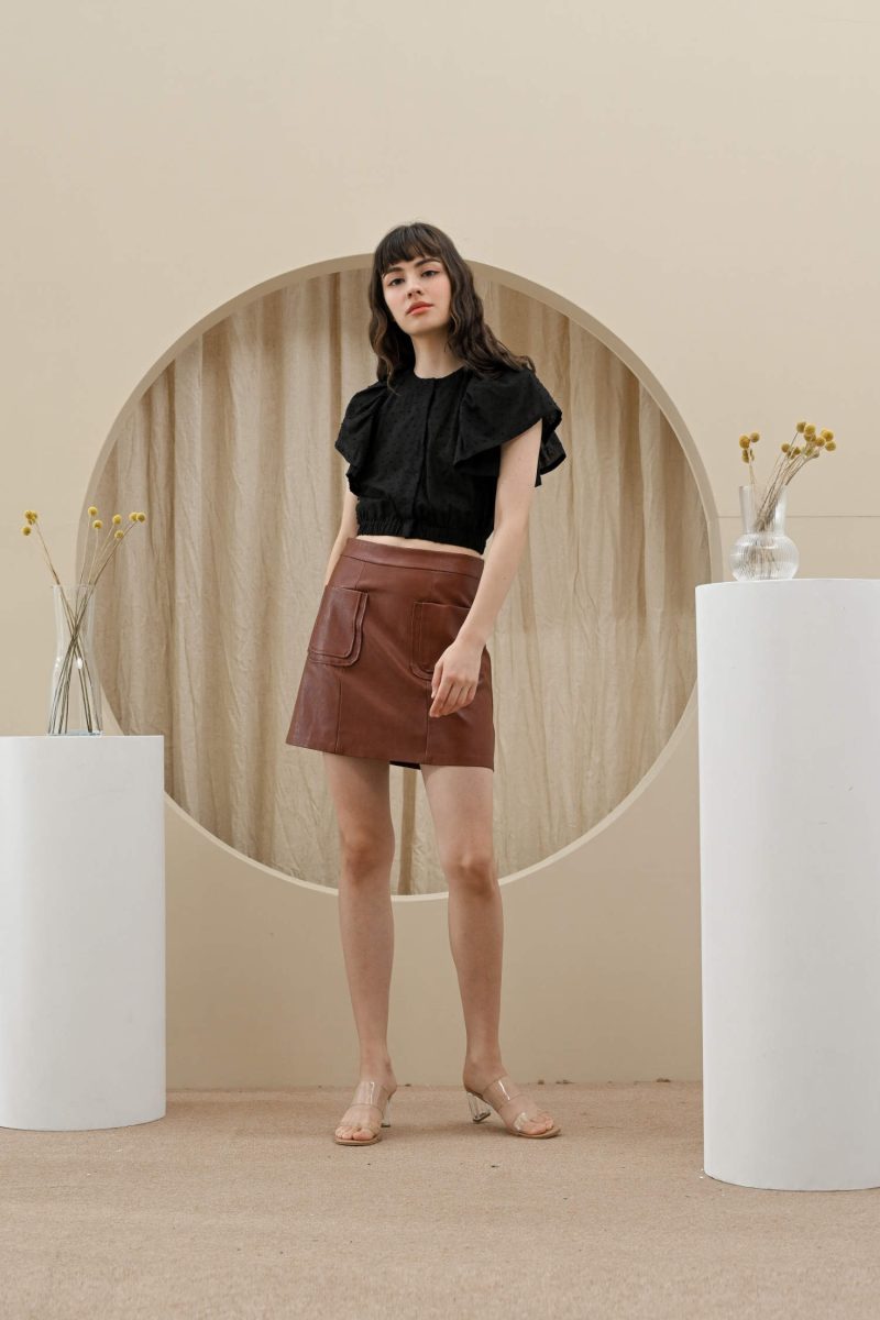 e vee Colliope Crop Top and Avni Vegan Skirt