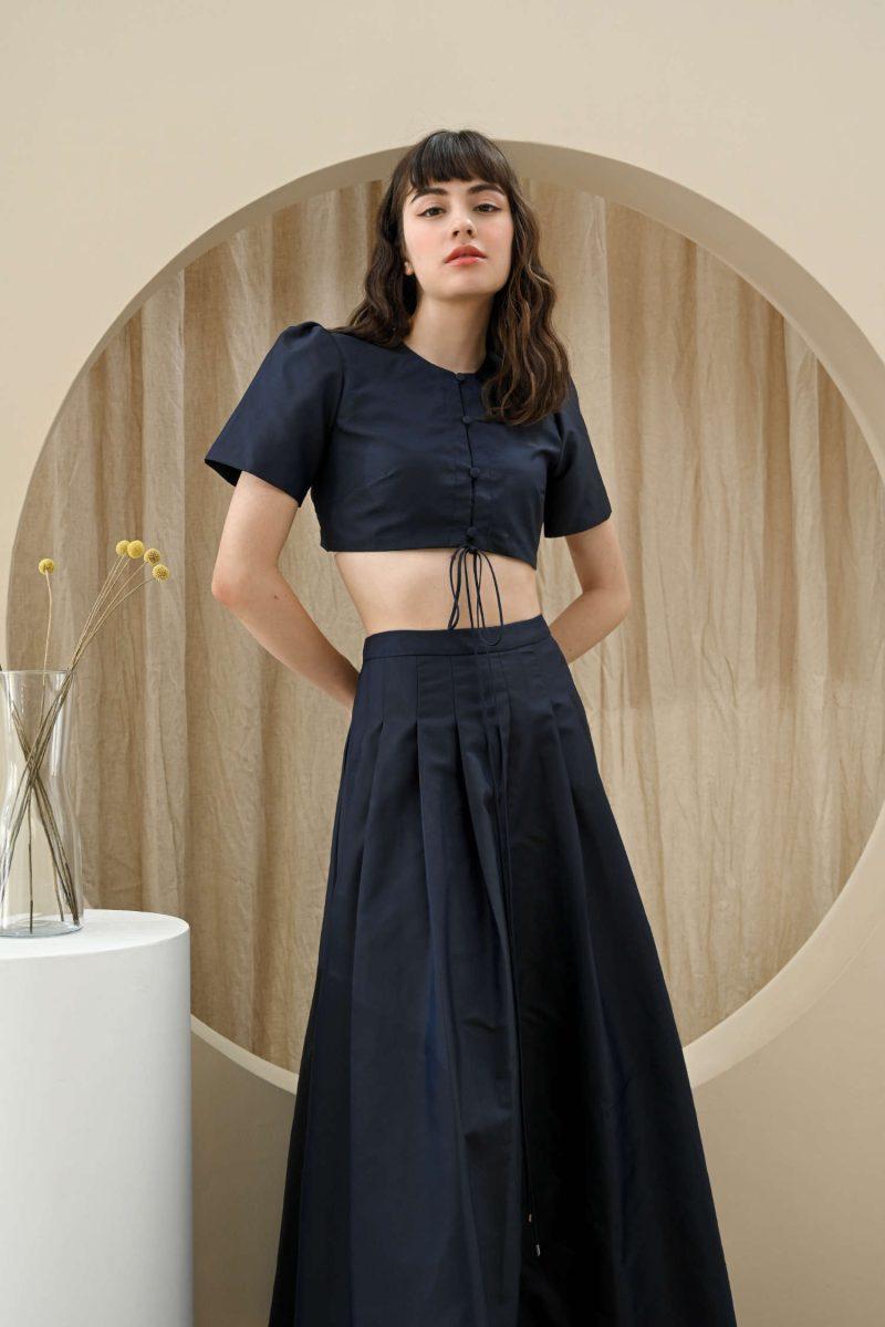 E Vee Colliope Set Dress And Pleat Skirt In Blue