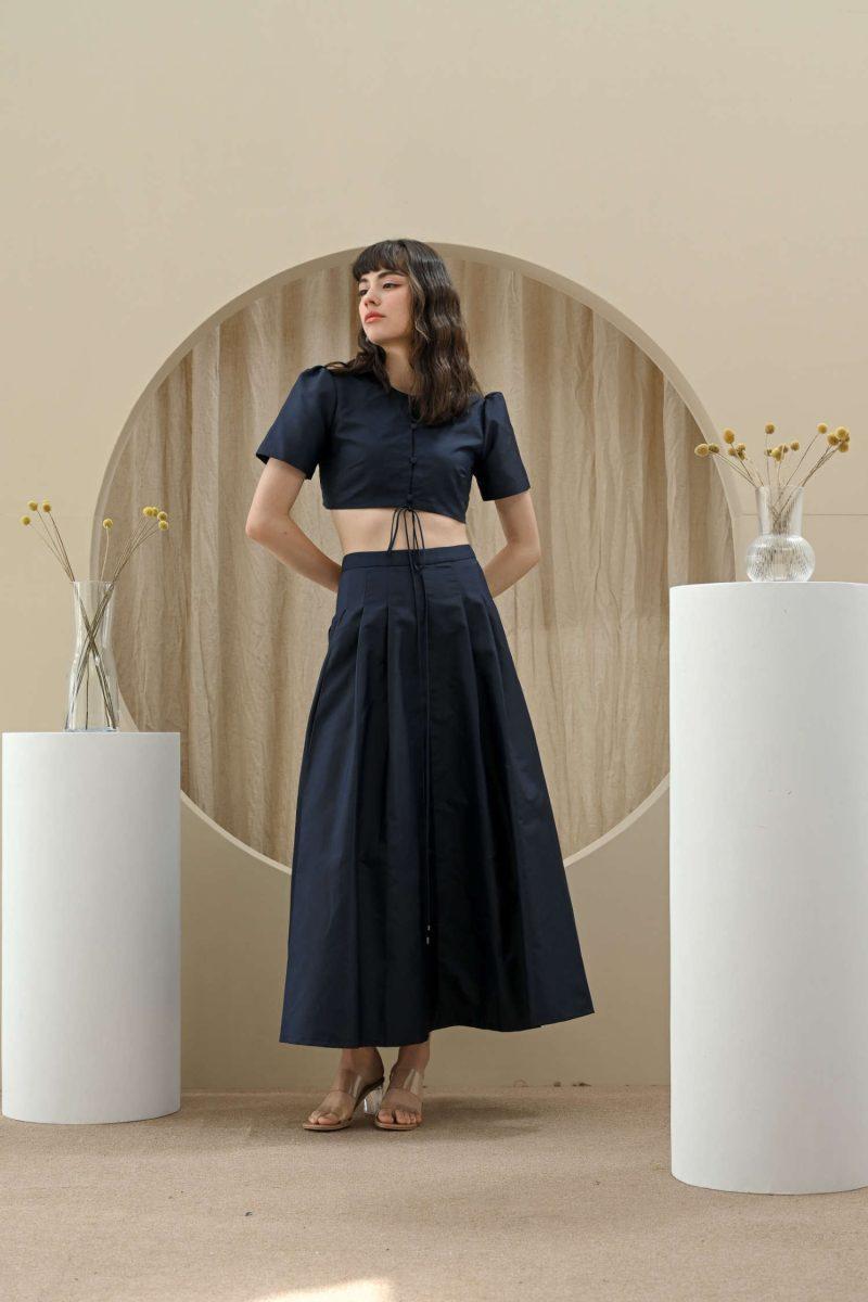 e vee Colliope Set Dress and Pleat Skirt in Blue