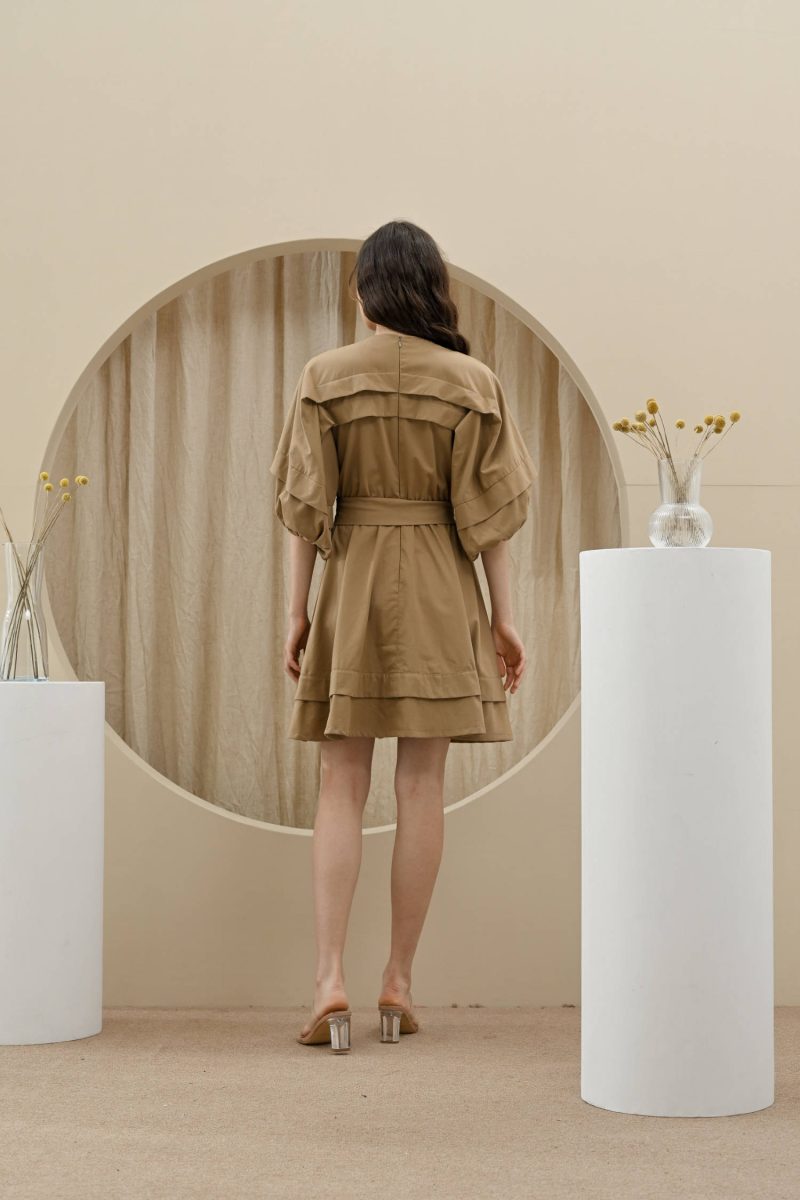 E Vee Cosmo Mini Dress With Puff Slevee