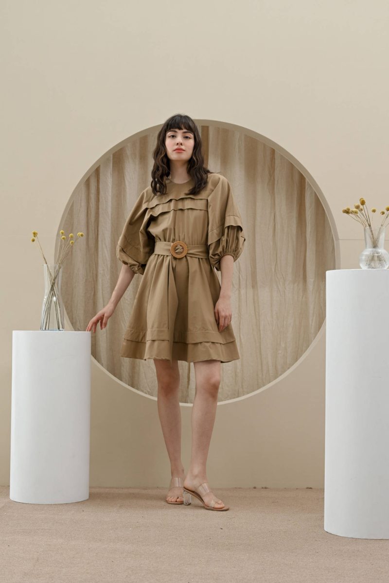 e vee Cosmo Mini Dress With Puff Slevee