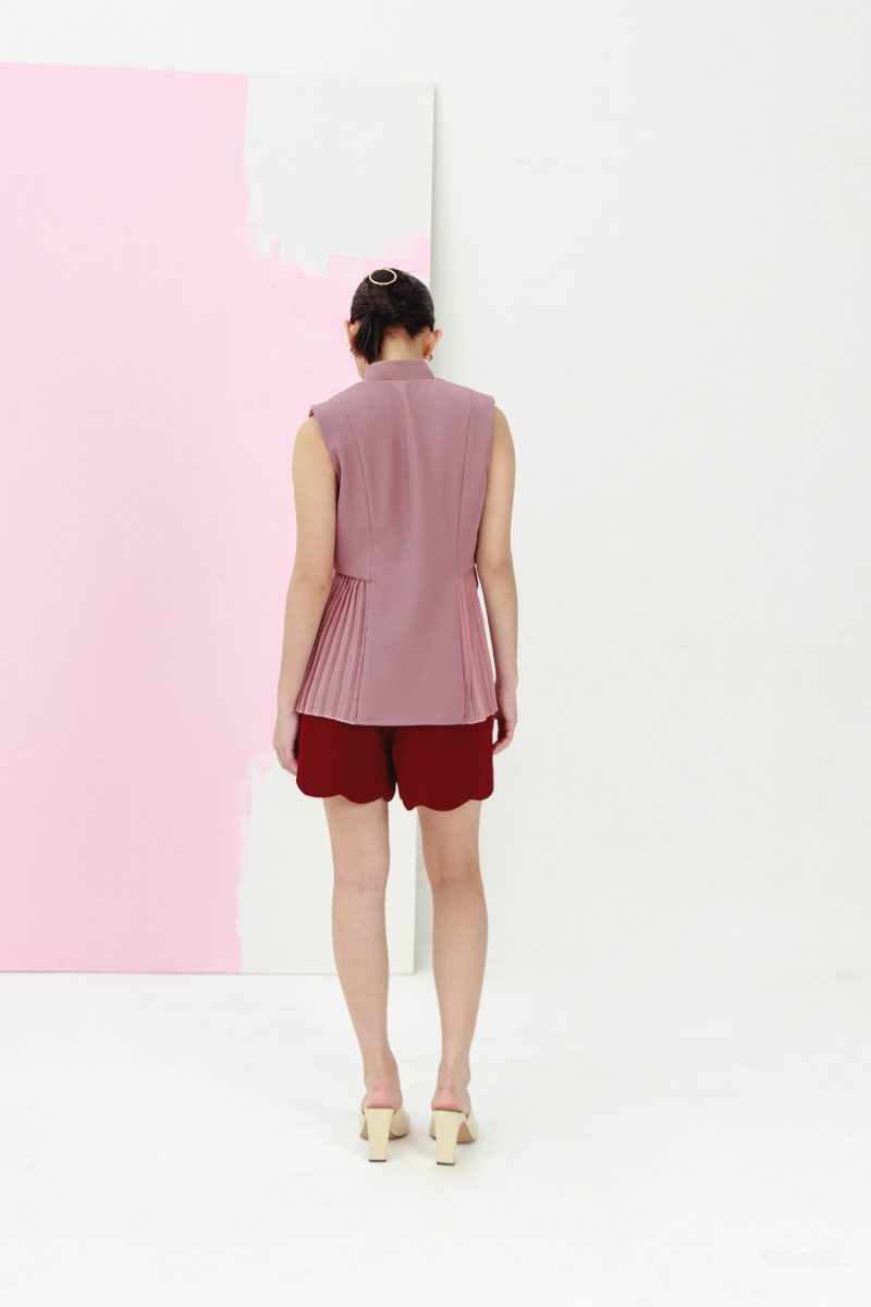 E Vee Diana Single Button Vest & Claret Short Pants