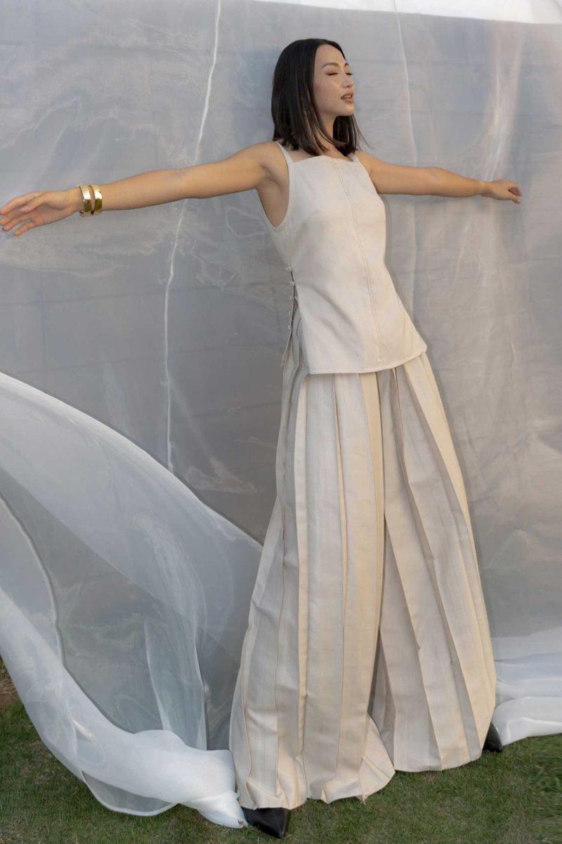 E Vee Hudson Wide Pleated Pants