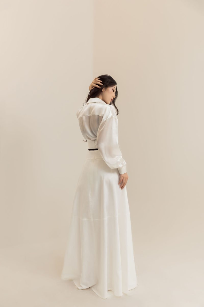 E Vee Serene High Waisted Skirt White