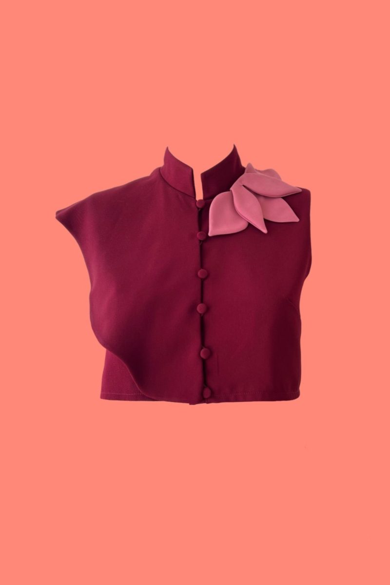 E Vee Sookie Flare Top & Pink Mauve Pleated Skirt