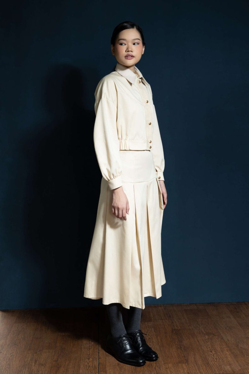 E Vee Una Double Pleat Skirt