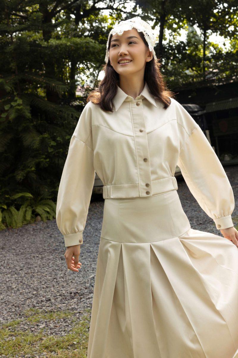 E Vee Una Double Pleat Skirt