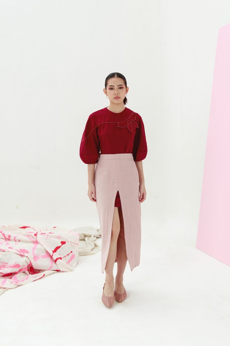 e vee Yuri linen skirt