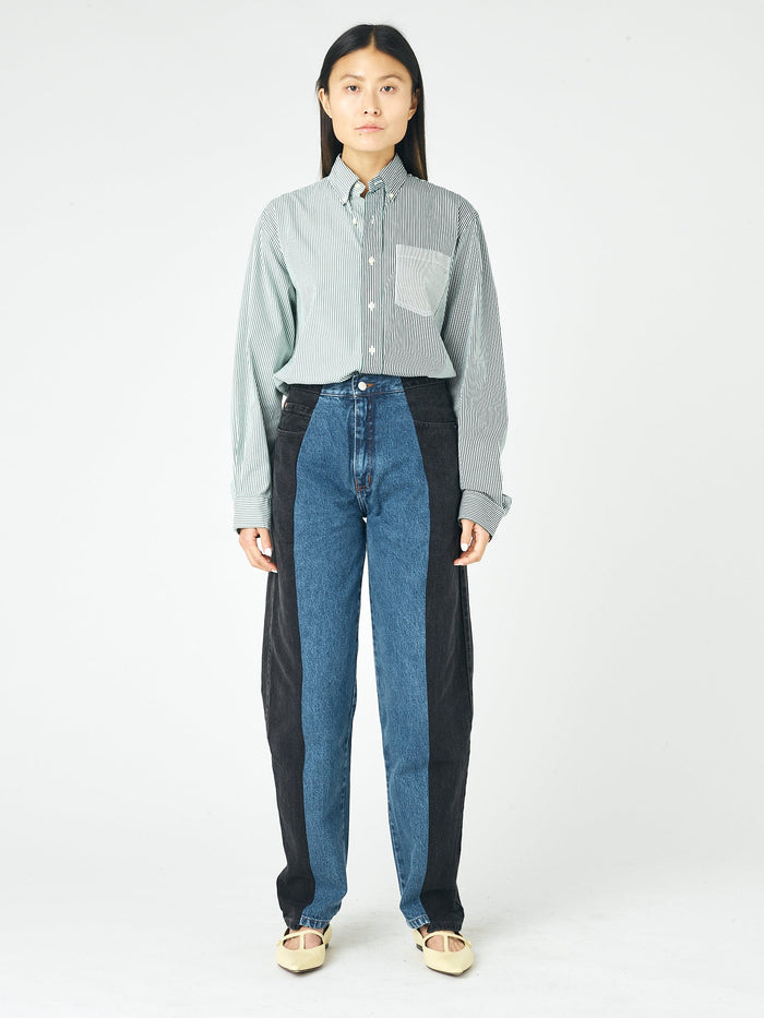 E.l.v. Denim Black Dark Blue Contrast Boyfriend Jean Jeans