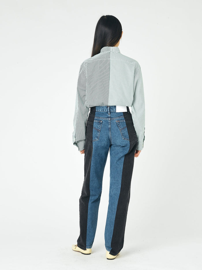 E.l.v. Denim Black Dark Blue Contrast Boyfriend Jean Jeans