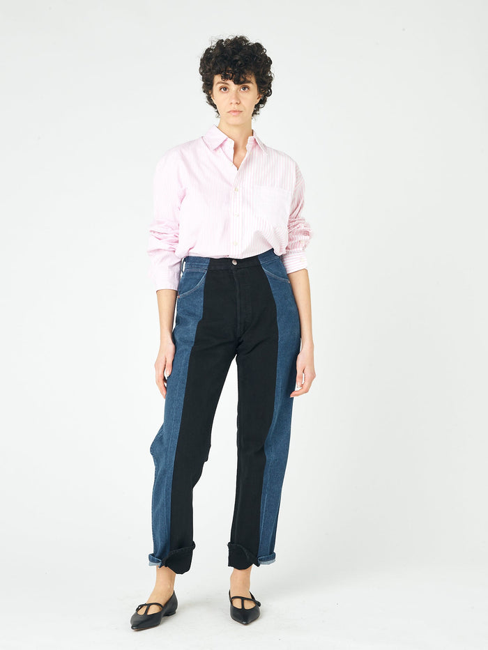 E.l.v. Denim Dark Blue Black Contrast Boyfriend Jean Jeans