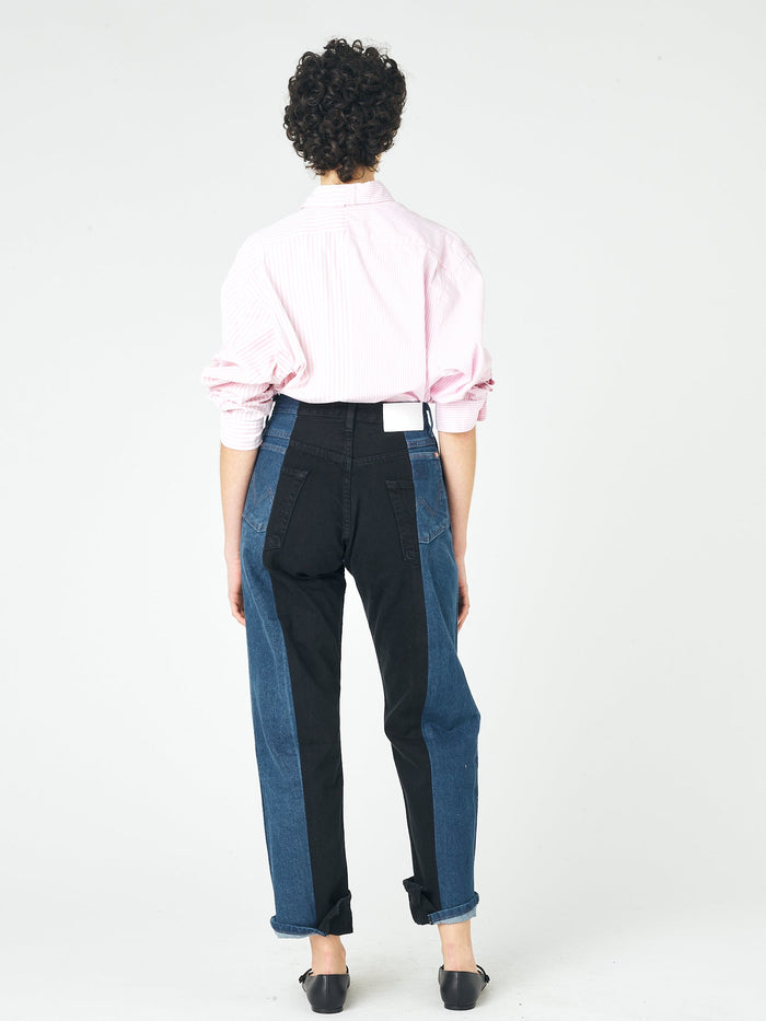 E.l.v. Denim Dark Blue Black Contrast Boyfriend Jean Jeans