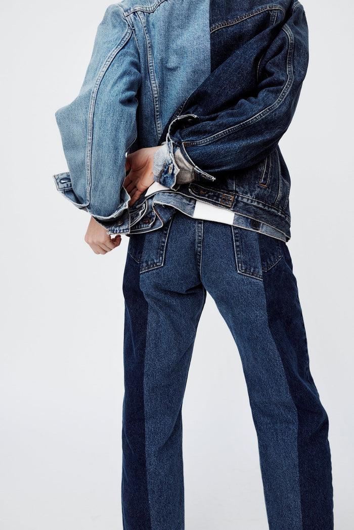 E.l.v. Denim Dark Mid Blue Contrast Boyfriend Jean Jeans